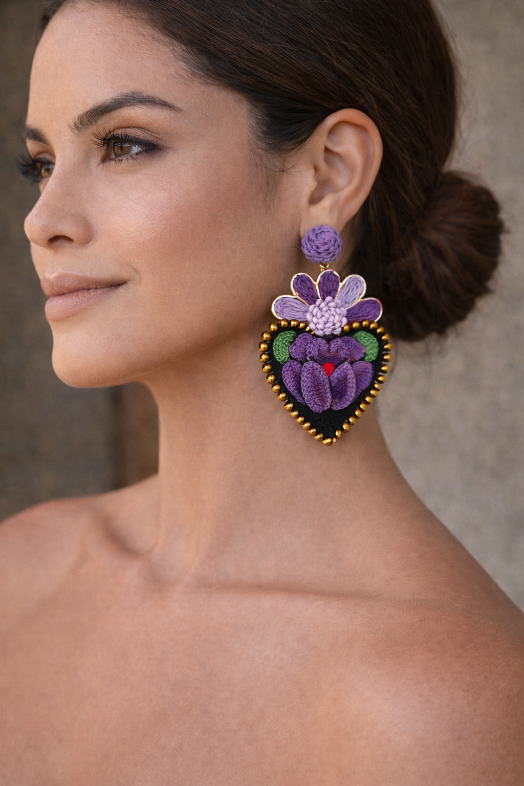 Aretes bordados /aretes planos/ bordado itsmeño