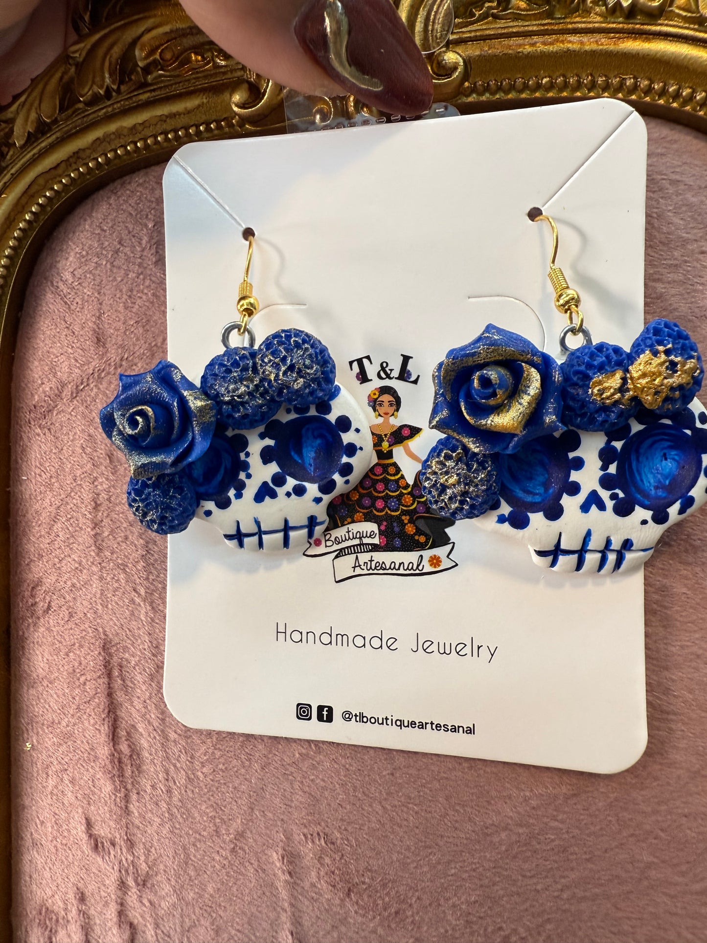Aretes /catrina /azul