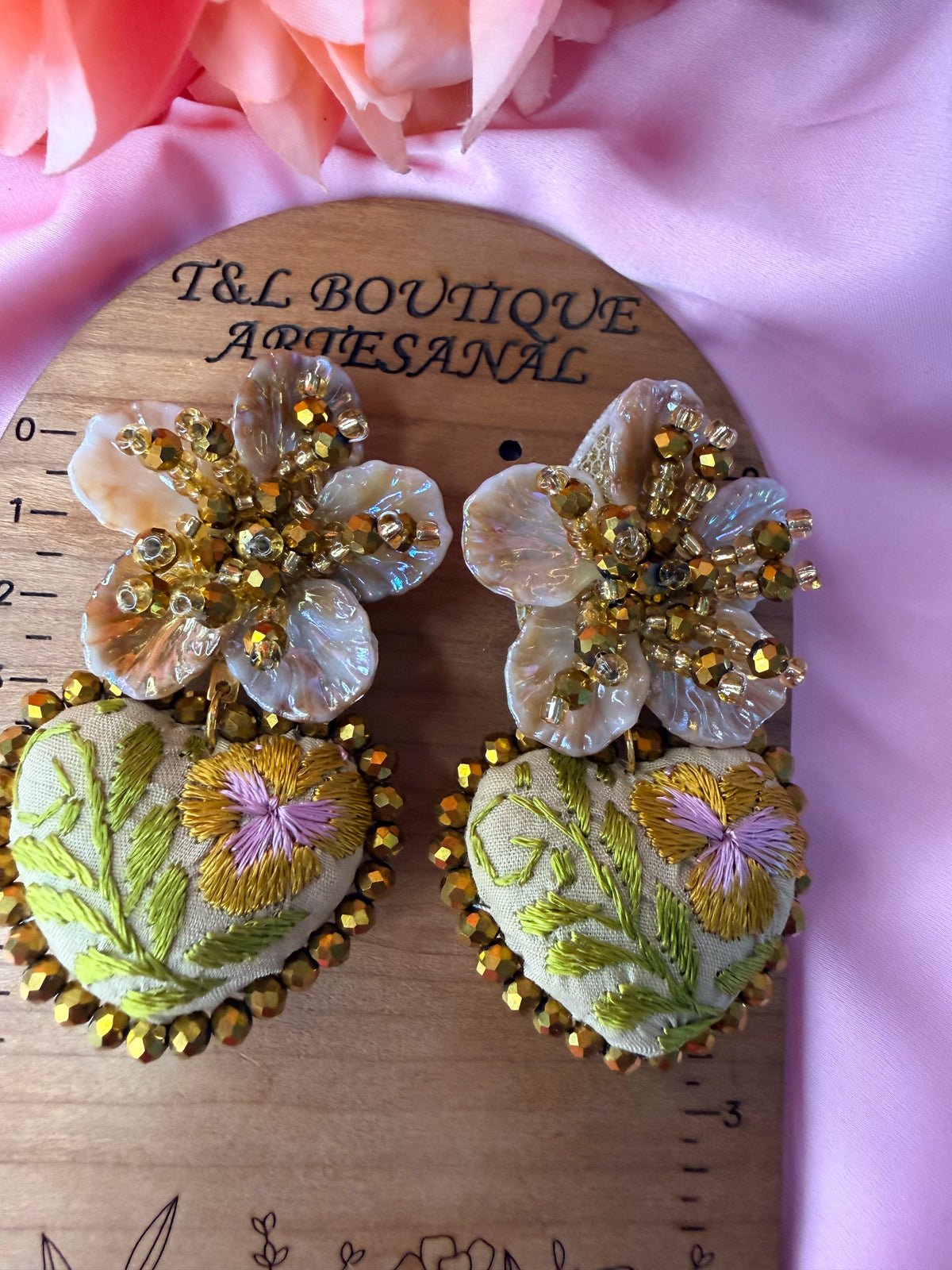 Hand Embroidered Floral Earrings, Mexican Handmade Jewelry, Beaded Flower Earrings, Boho Statement Earrings, Artisan Jewelry