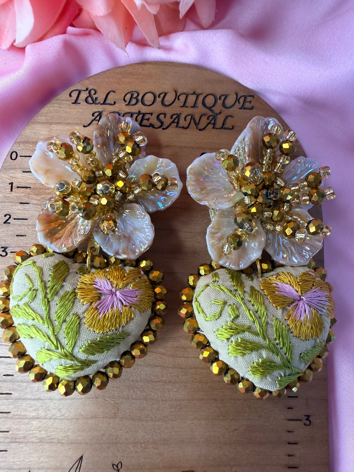 Hand Embroidered Floral Earrings, Mexican Handmade Jewelry, Beaded Flower Earrings, Boho Statement Earrings, Artisan Jewelry