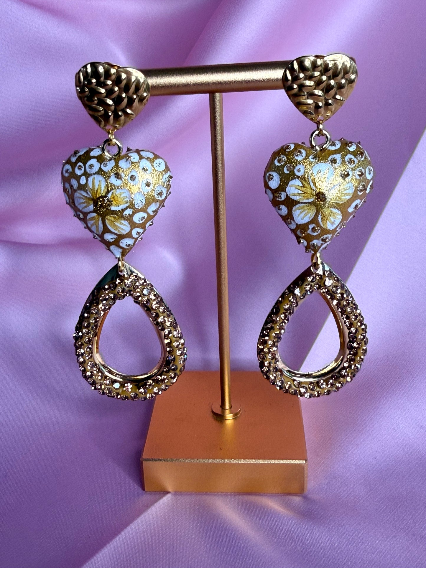 Hand-Carved Copal Wood Heart Earrings | Handmade Mexican Alebrije Jewelry | Lightweight Statement Earrings