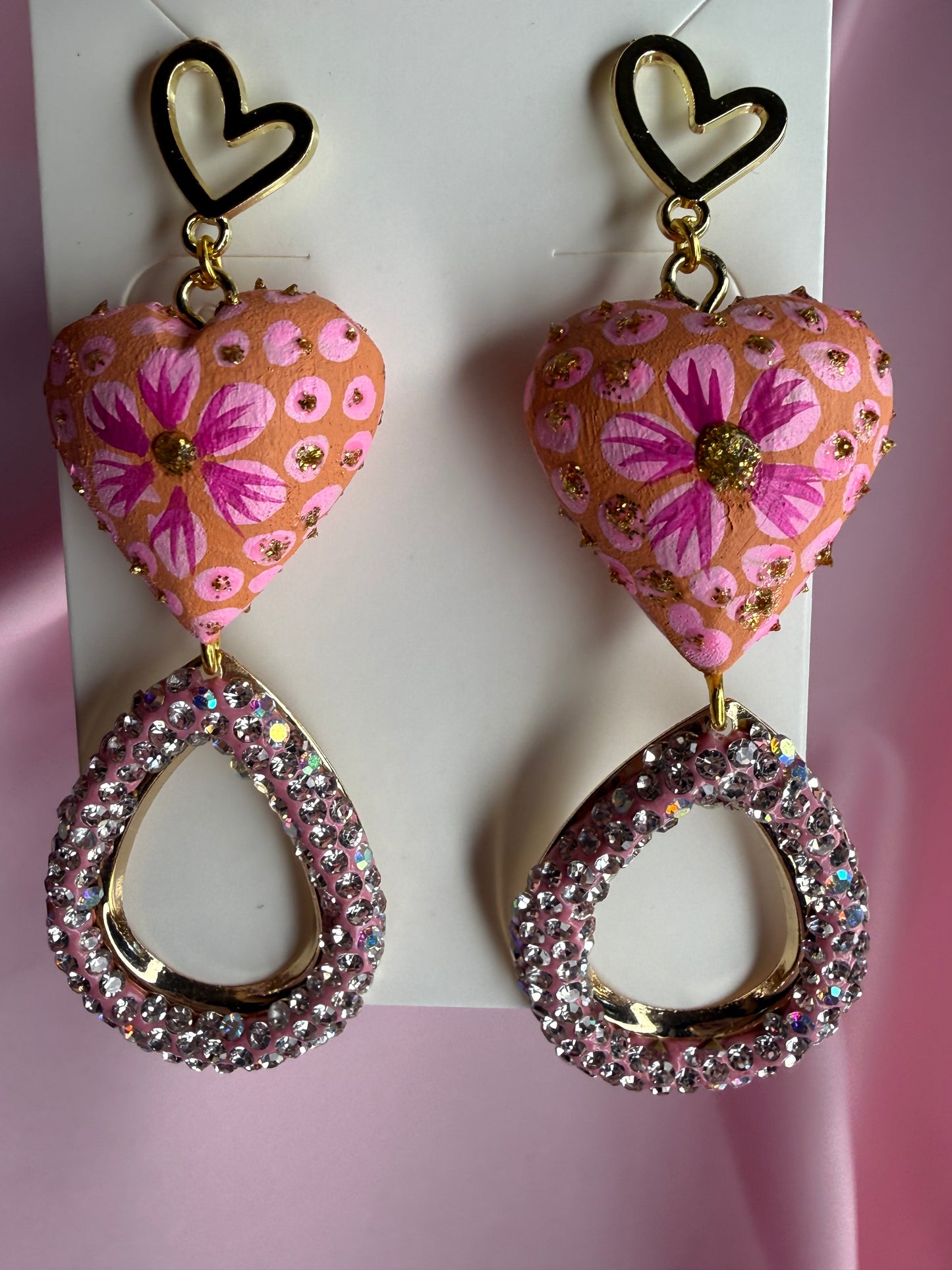 Hand-Carved Copal Wood Heart Earrings | Handmade Mexican Alebrije Jewelry | Lightweight Statement Earrings  /