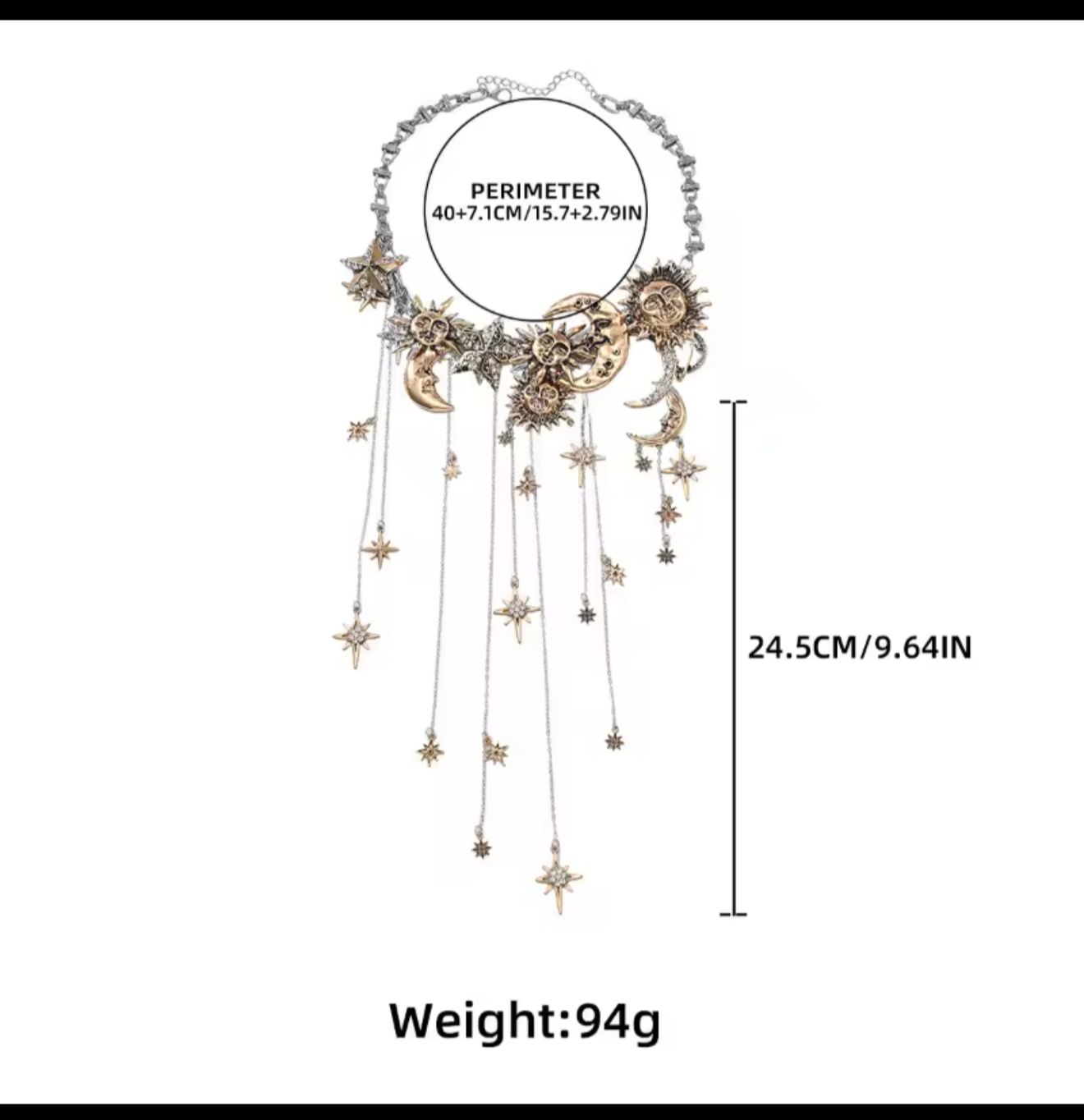 Collar Luna y Sol Celestial con Estrellas Colgantes |