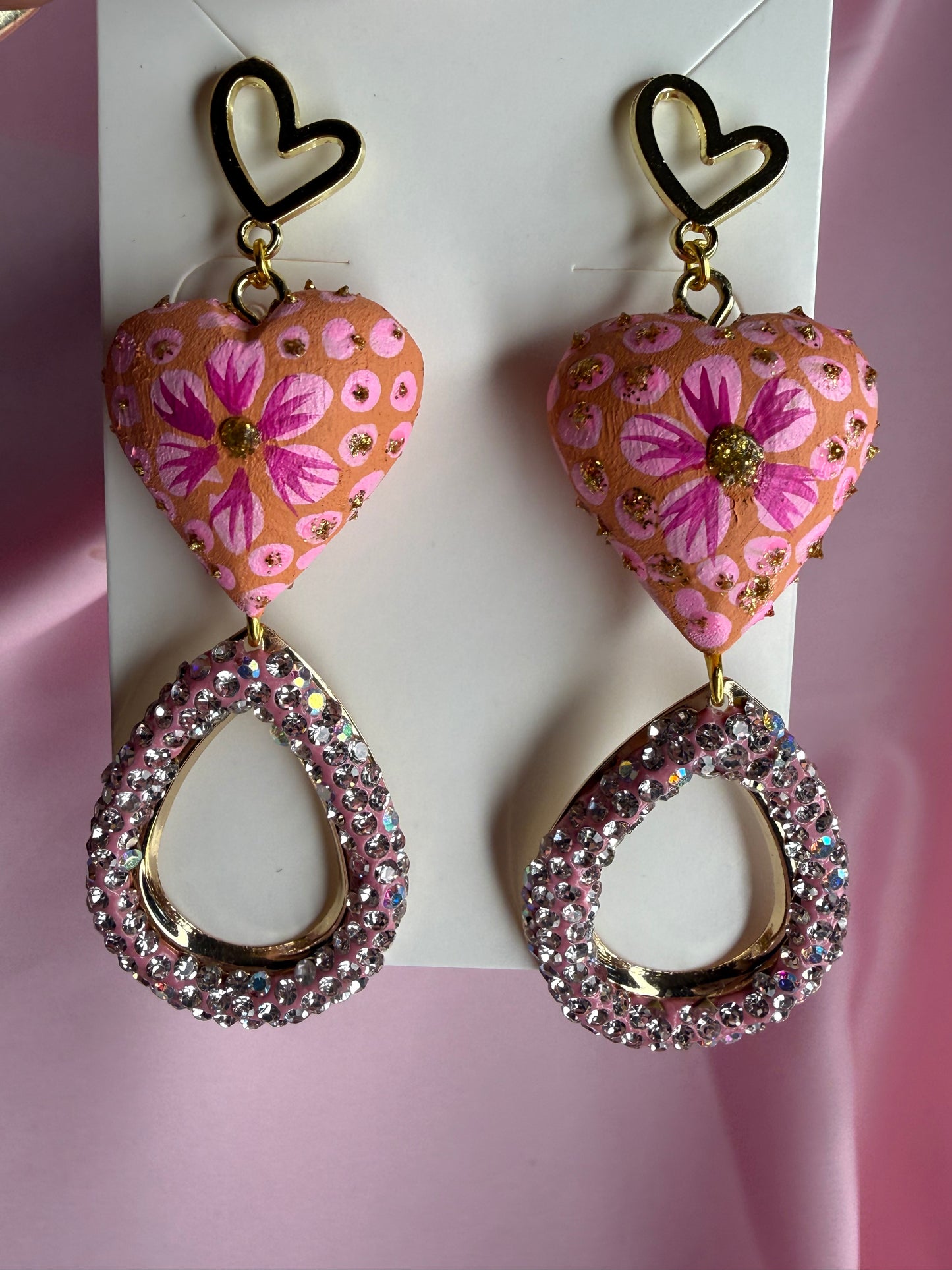 Hand-Carved Copal Wood Heart Earrings | Handmade Mexican Alebrije Jewelry | Lightweight Statement Earrings  /