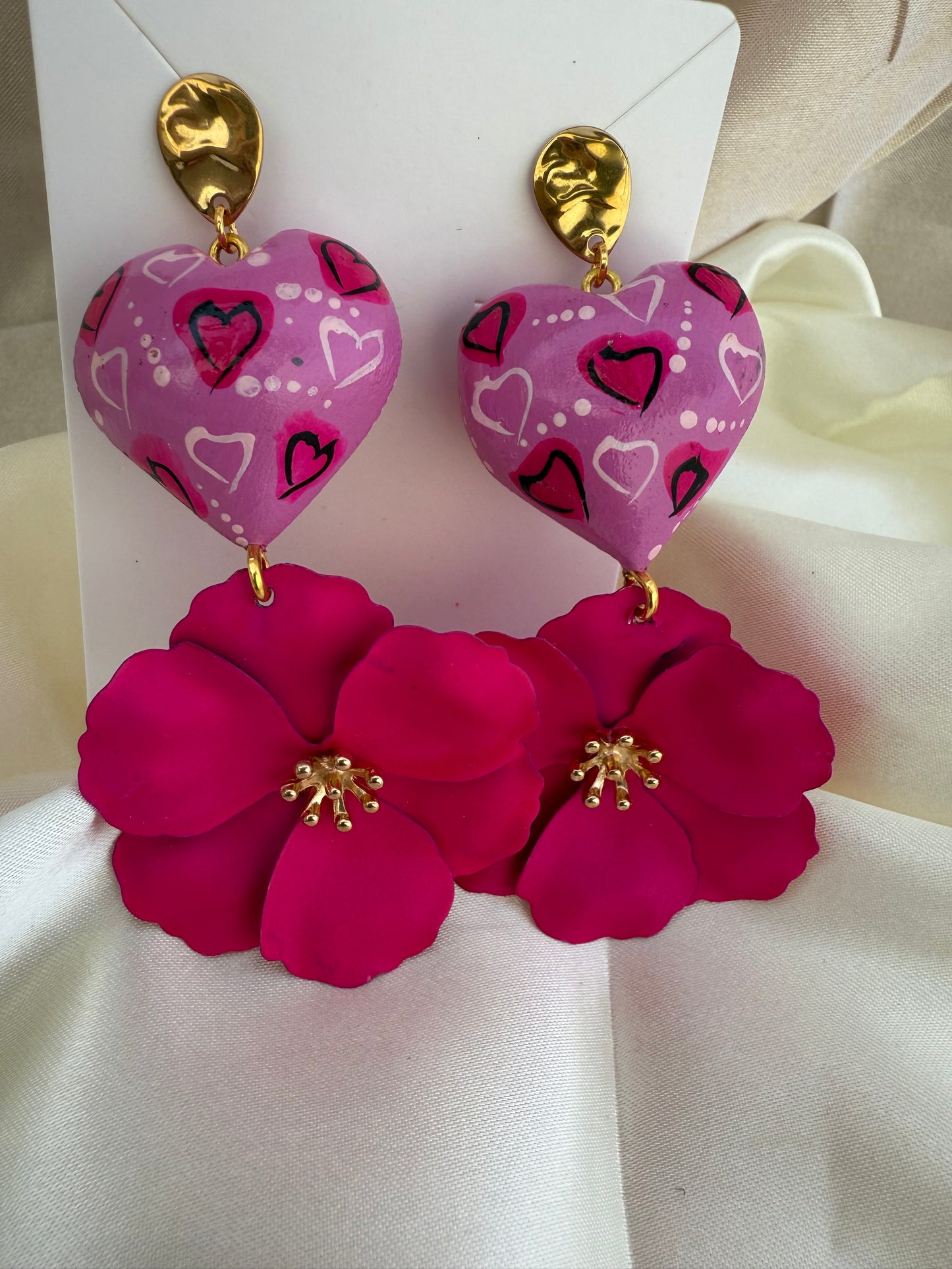 Aretes de madera de copal/flores /handmade jewelry/