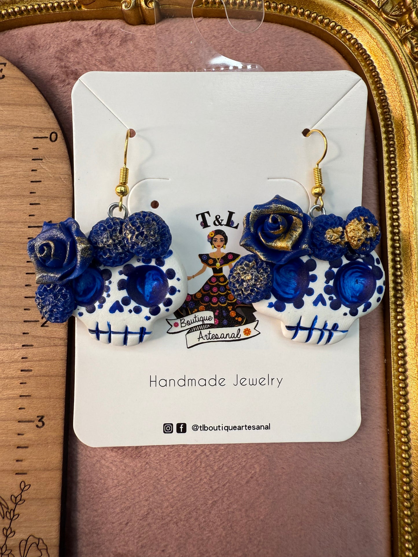Aretes /catrina /azul