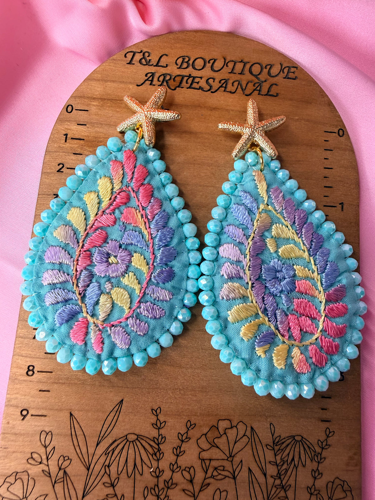 Hand Embroidered Drop Earrings, Mexican Handmade Earrings, Floral Textile Jewelry, Boho Statement Earrings, Artisan Gift