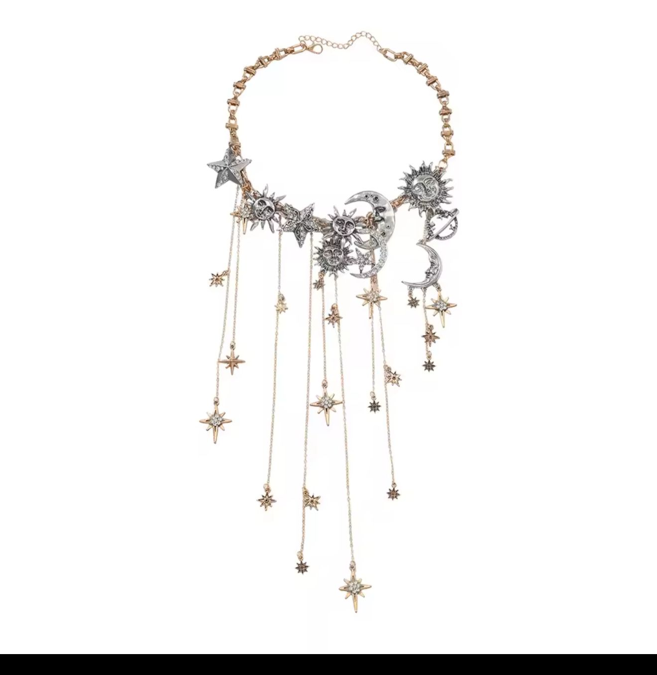 Collar Luna y Sol Celestial con Estrellas Colgantes |