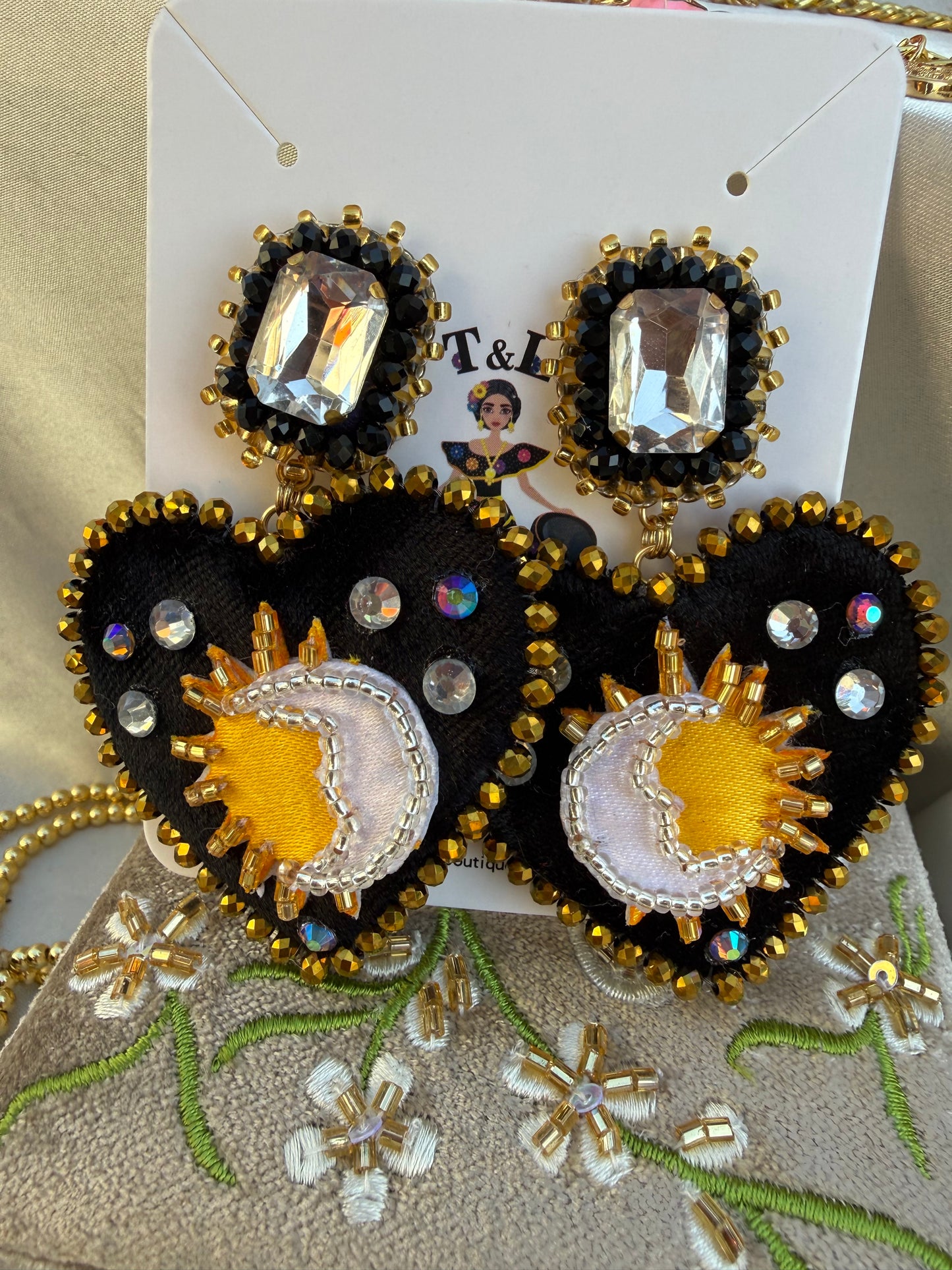 ✨ Sun & Moon Heart Necklace | Handmade Celestial Heart Pendant Necklace | Statement Charm Chain